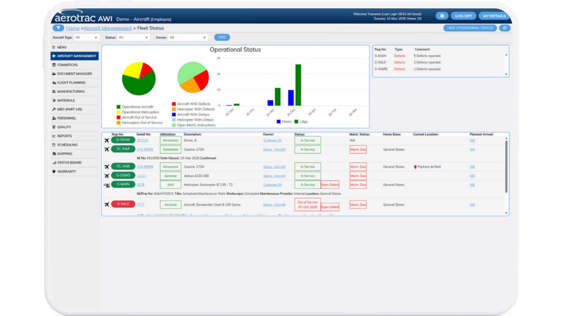 Aerotrac Web Interface (AWI) - Employee Roster